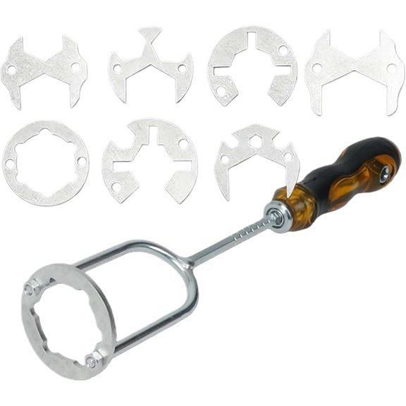 Sink Wrench Faucet Tool Multifunctional Plumbing Wrench Tight Space Faucet Installation Tool with 7 Interchangeable Die Heads Adjustable Kitchen Bathroom Sink Repair Tools