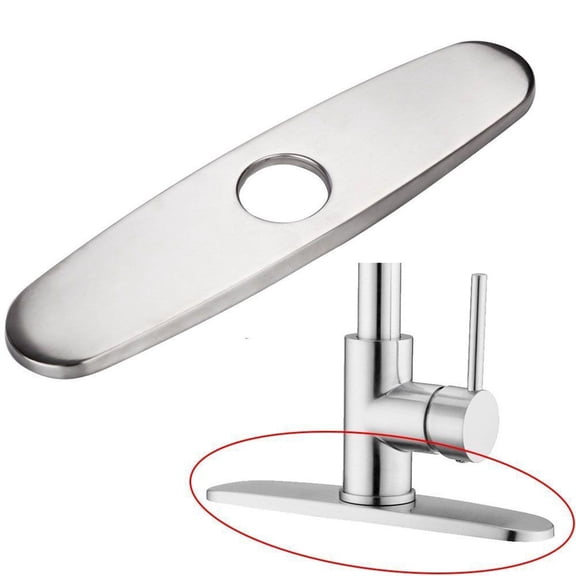 Sink hole cover deck plate in brushed nickel stainless steel, designed for kitchen sinks to cover extra holes and maintain a polished sink look
