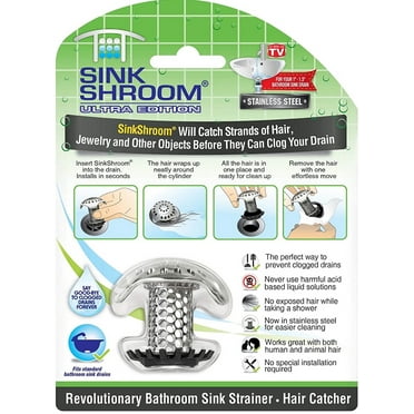 SinkShroom Ultra Edition Bathroom Sink Hair Drain Catcher Stainless Steel, 1 Pack