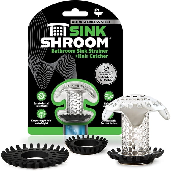 SinkShroom Ultra Revolutionary Bathroom Sink Drain Protector, Stainless Steel