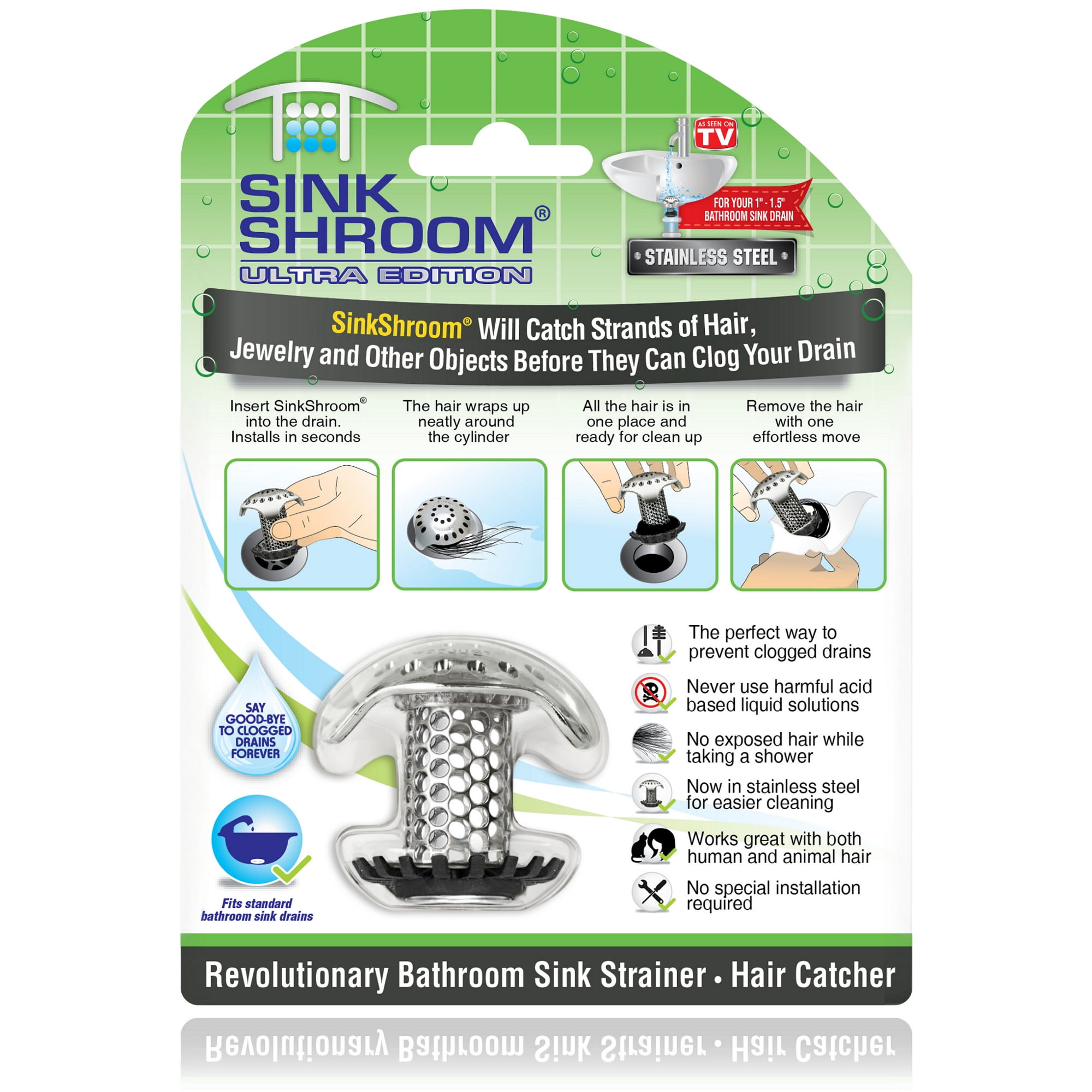 SinkShroom SinkShroom Ultra Stainless Bathroom Grid Strainer in the Sink  Drains & Stoppers department at