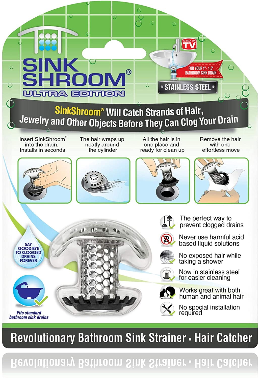 SinkShroom® Chrome Bathroom Sink Drain Hair Catcher at Menards®