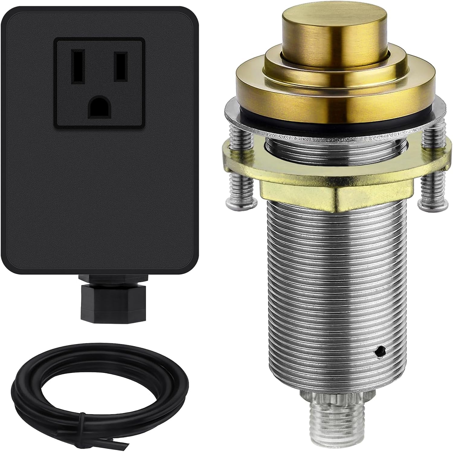 SinkTop Air Switch Kit (Long Full Brass Button) for Garbage Disposal