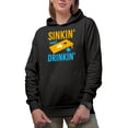 thumbnail image 1 of Sinkin' and Drinkin' with Cornhole Board Design, Bean Bag Toss Lawn Game Player Themed Gifts, Black Hooded Sweatshirt or Hoodie, Large, 1 of 5