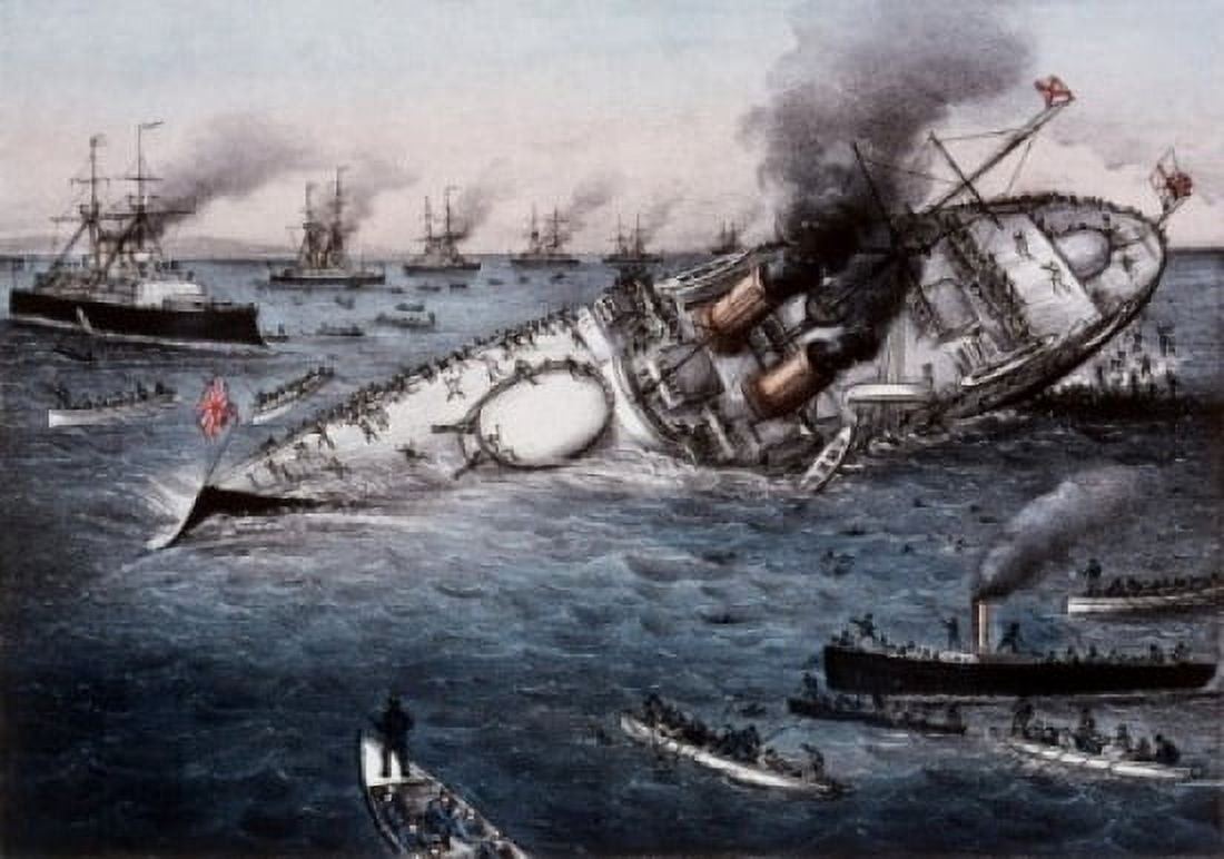 Sinking Of The Battleship Victoria Off Tripoli Syria June 22 1893 Currier & Ives (1834-1907 American) Color Lithograph Library of Congress Washington DC USA Canvas Art - Currier & Ives (24 x 36)