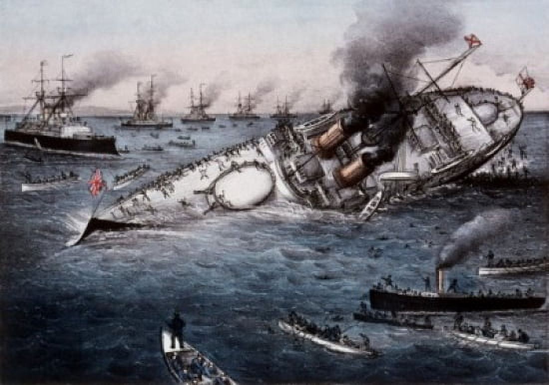Sinking Of The Battleship Victoria Off Tripoli Syria June 22 1893 Currier & Ives (1834-1907 American) Color Lithograph Library of Congress Washington DC USA Canvas Art - Currier & Ives (18 x 24)