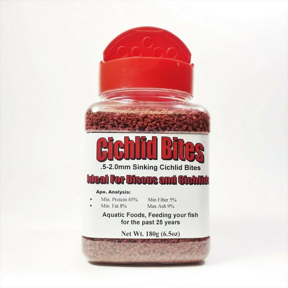 Sinking Cichlid Bites, Perfect for Cichlids, Discus, Shrimp & All Tropicals…180g Small Jar
