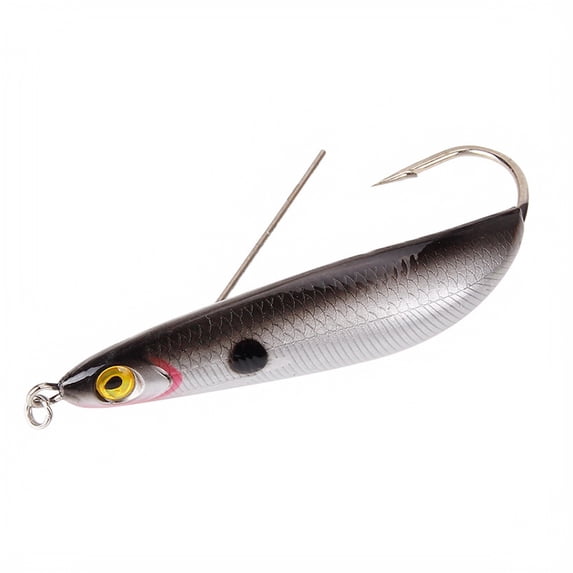 Sinking Metal Fishing Spoon Lure, Weedless Hard Bait with Single Hook for Bass Pike Trout Walleye, Black Silver, 0.70 oz, 3.35 Inch
