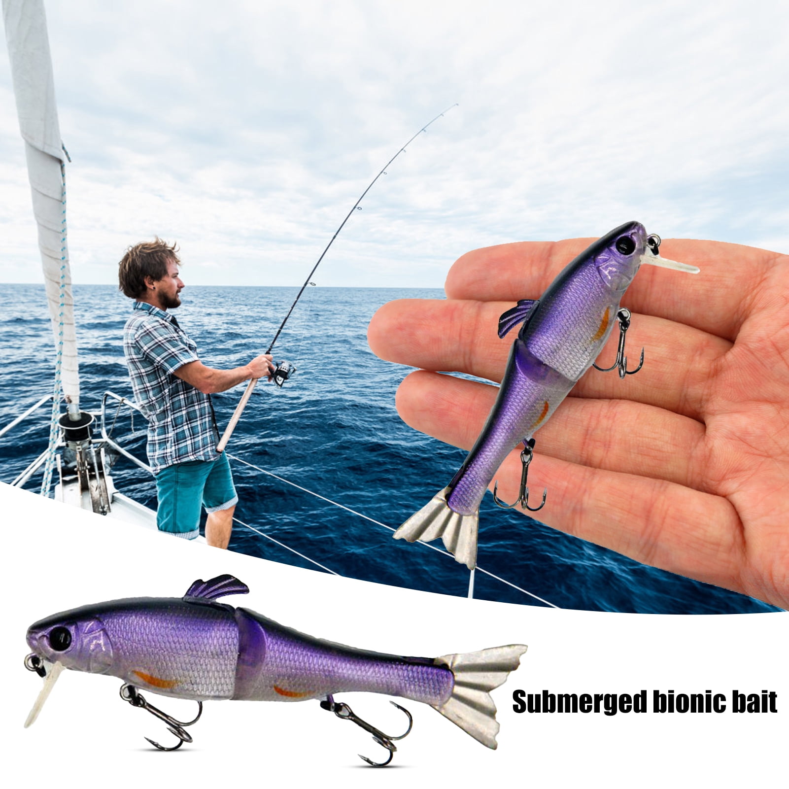 Sinking Minnow Bait Tear Resistant Three Section Plastic Fake Bait ...