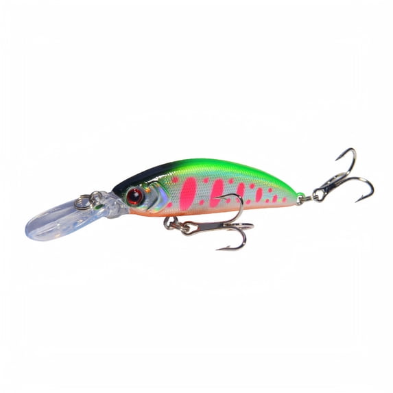 Sinking Minnow Jerkbait Fishing Lure, Deep Diving Hard Bait with 2 Treble Hooks for Bass Trout Walleye, Blue Pink, 2.36 Inch