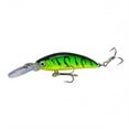 thumbnail image 1 of Sinking Minnow Jerkbait Fishing Lure, Deep Diving Hard Bait with 2 Treble Hooks for Bass Trout Walleye, Chartreuse Tiger, 2.36 Inch, 1 of 5