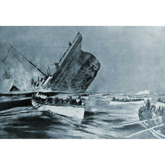 Sinking Of The Titanic Witnessed By Survivors In Lifeboats History (36 x 24)