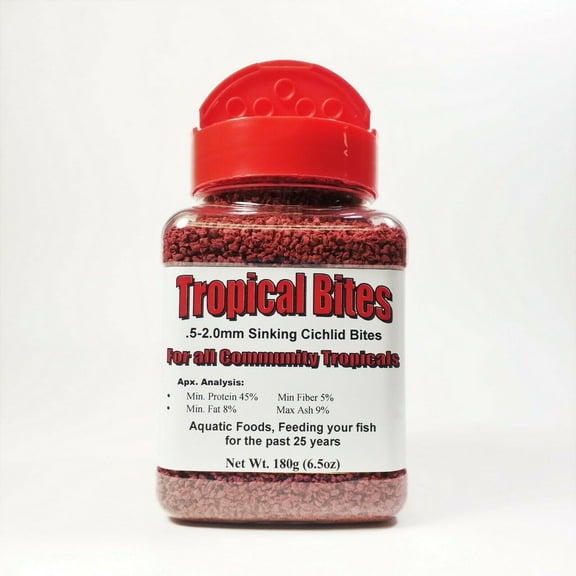 Sinking Tropical Bites, Perfect for all Tropicals, Shrimp, Snails…180g Small Jar