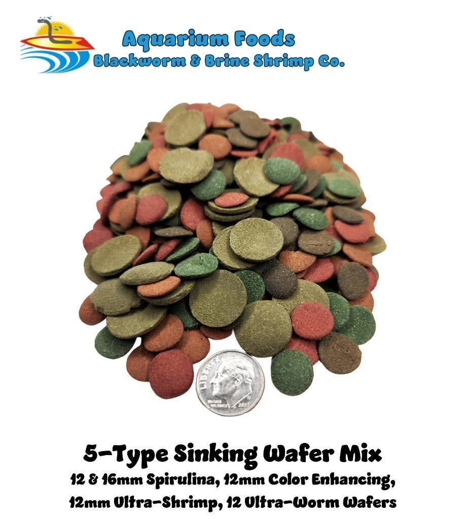 Sinking Wafers Bottom Feeder Fish Food 5-Type Mix. Algae Eater, Catfish & Plecos...1-lb