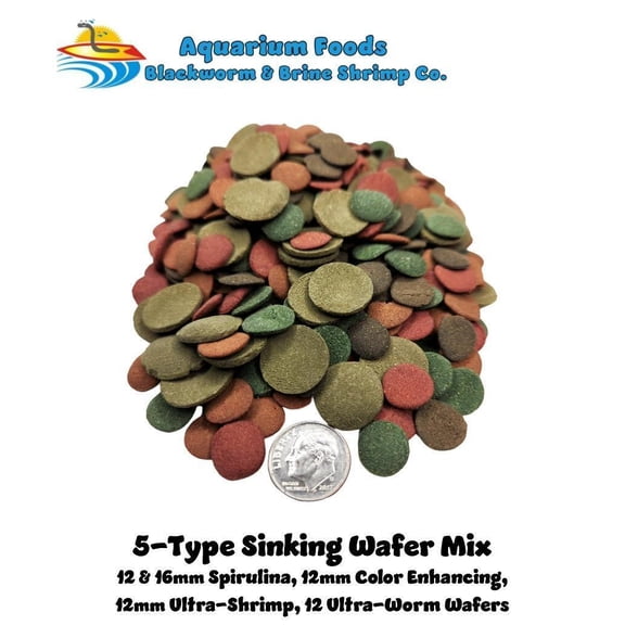 Sinking Wafers Bottom Feeder Fish Food 5-Type Mix. Algae Eater, Catfish & Plecos...1-lb