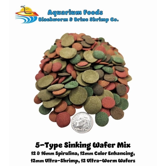 Sinking Wafers Bottom Feeder Fish Food 5-Type Mix. Algae Eater, Catfish & Plecos...4oz