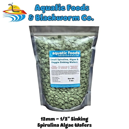 12mm Sinking Wafers of Spirulina, Algae & Veggies 1/2" Small Sinking Wafers for Plecos, Bottom Fish, Shrimp, Snails, Crabs, Crayfish, Herbivorous and Omnivorous Tropical Fish. AFI Wafers...2.5-lb Bag
