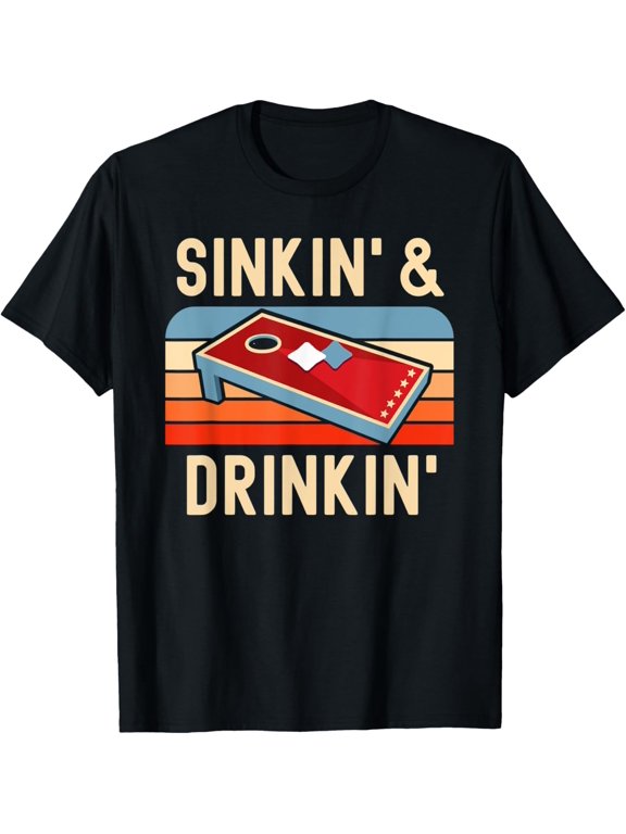 Sinking and Drinking Bag Toss Summer Games Funny Cornhole T-Shirt