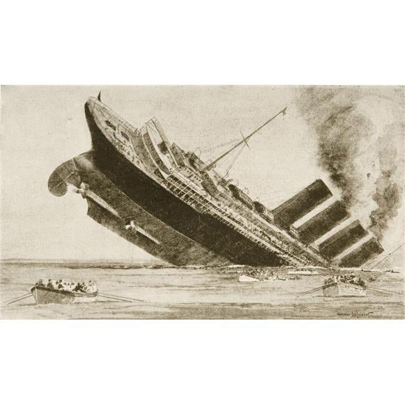 Sinking of The Lusitania May 7 1915 Drawn by Norman Wilkinson Poster ...