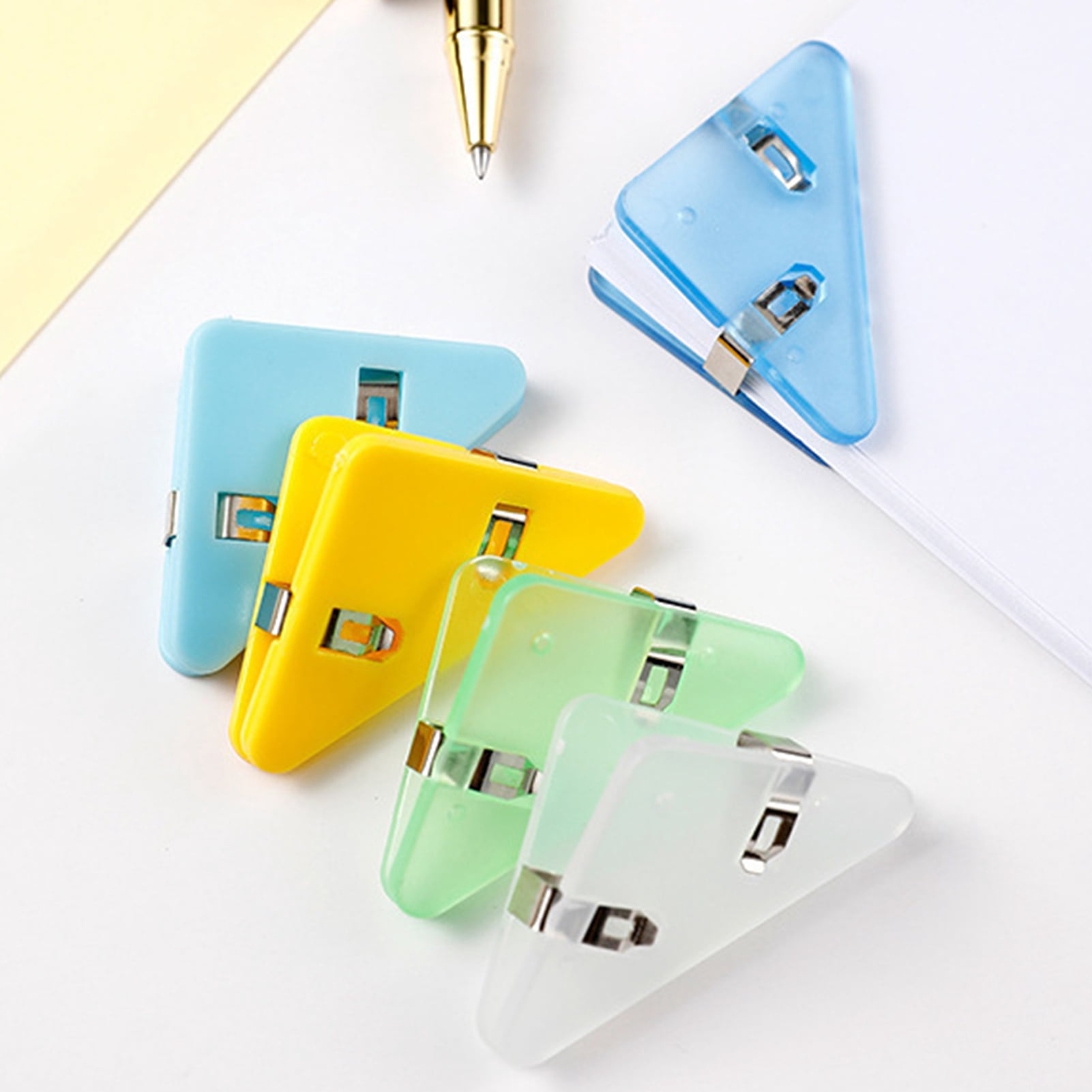 Spring Paper Toy Sinknap 40Pcs ABS Triangular Paper Folder Clips, Morandi Macaron Color ...