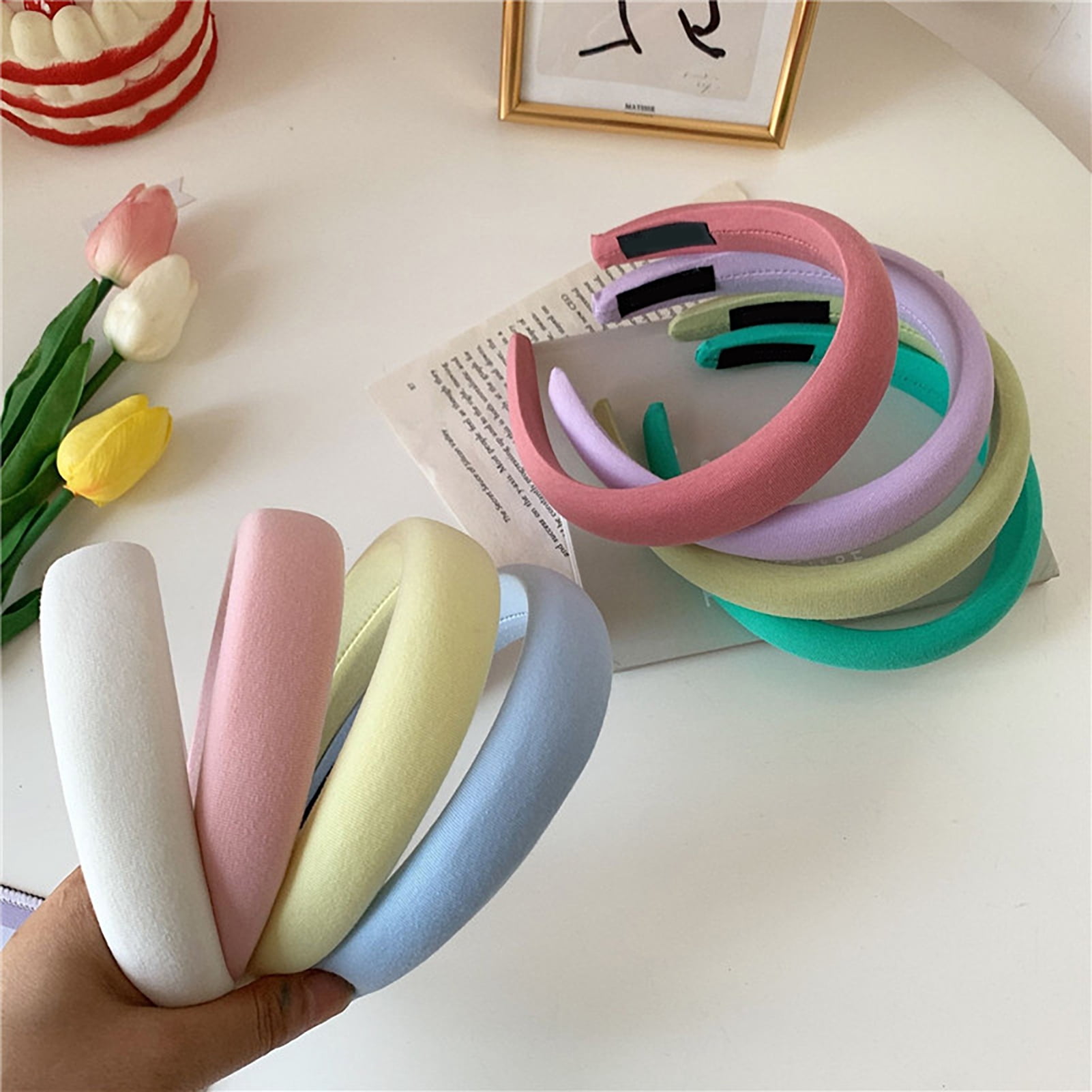 Sinknap Macaron‑Color Thick‑Sponge Cloth Headband, Waffle‑Texture ...