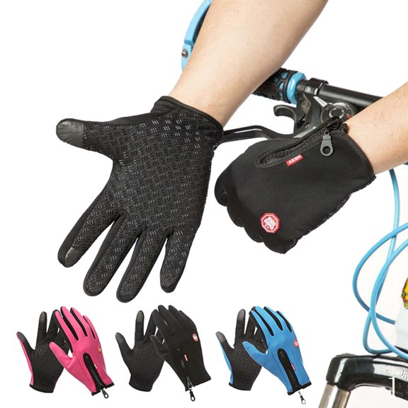 Sinknap Zipper Winter Thermal Sports Gloves, Polyester Spandex Anti‑Slip Palm Windproof Gloves for Skiing Snowboarding Hiking Outdoor Activities Rose Red M