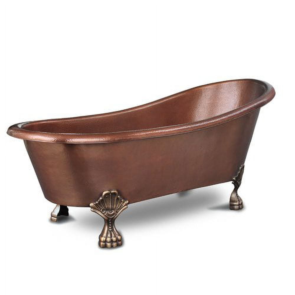 Heisenberg Antique Copper Freestanding Clawfoot Bathtub with Bronze Feet