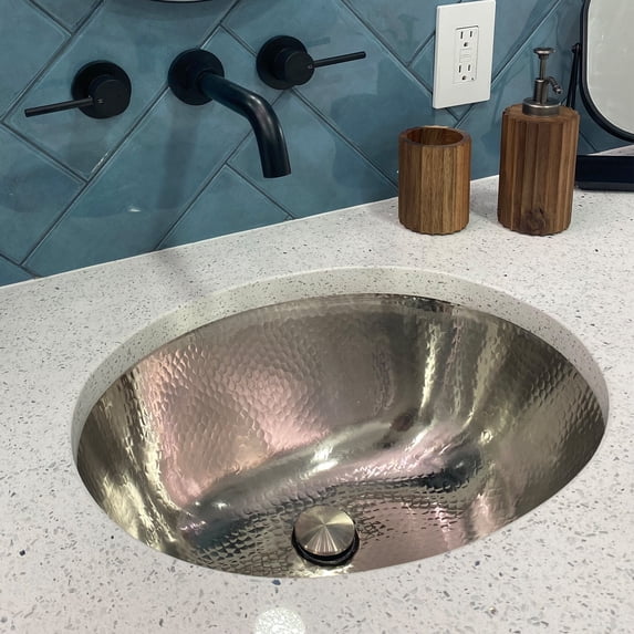 Sinkology Pavlov Metal Oval Undermount Bathroom Sink with Overflow