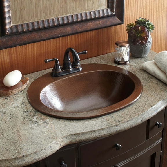 Sinkology BOD-0903BC Seville Drop with Bath Sink, 4 In-Faucet Holes and Overflow, Aged Copper