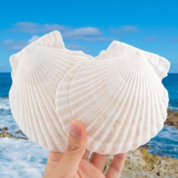 Sinkoo 12Pcs Large Scallop Shells 4-5 inch White Sea Shells for Crafts, Sea Beach Large Natural Seashells for DIY Crafts Beach Decorations for Home Decor Baking Cooking