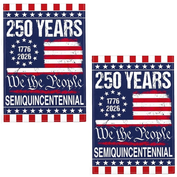 Sinkoo 2 Pack America Garden Flag for Outside, We The People 1776-2026 Flag Memorial Day Patriotic 250th Birthday 250 Years United States Indoor/Outdoor Garden Decoration (250 YEARS)