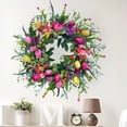 thumbnail image 1 of Sinkoo 20 Inch Spring Wreaths for Front Door, Spring Summer Silk Wreath with Green Leaves Artificial Tulip Flower Wreaths for All Seasons Window Wall Wedding Valentines Day Decor, 1 of 10