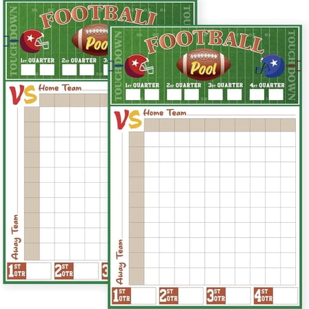 Sinkoo 2pcs Football Poster, 19" x 28" Football Squares Board 100 Grids, 2026 Superbowl Party Decorations, Big Football Game Party Supplies