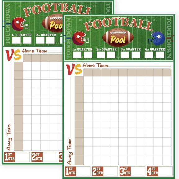 Sinkoo 2pcs Football Poster, 19" x 28" Football Squares Board 100 Grids, 2026 Superbowl Party Decorations, Big Football Game Party Supplies