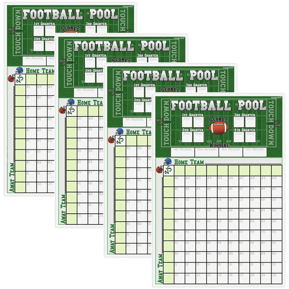 Sinkoo 4pcs Football Squares Pool Poster 13"x19", Super Bowl Party Decorations, Football Board Game, Game Bowl Poster 2026 for Home Party
