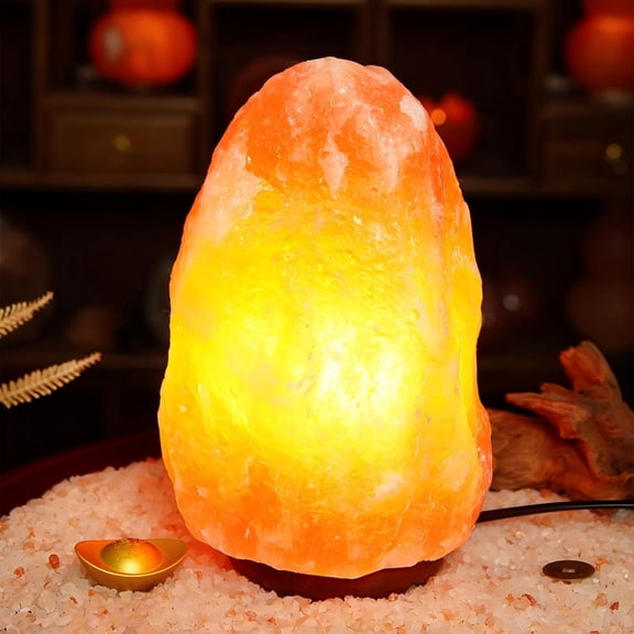 Sinkoo 5inch Himalayan Salt Lamp with Dimmer Cord, Night Light Natural Crystal Rock Classic Wood Base, Room Decor, Relaxation, Ambiance, Gift Authentic from Pakistan