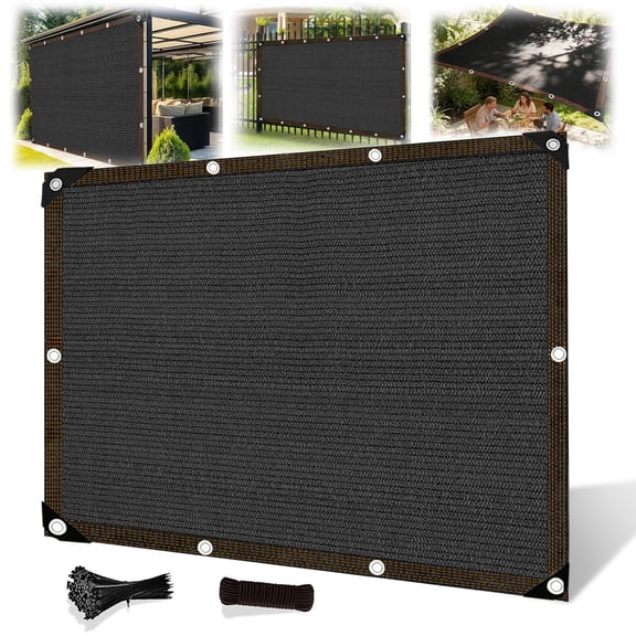 Sinkoo 95% Black Sun Shade Cloth, 6.5x10Ft Durable Mesh Tarp with Grommets, Sunshade Cloth for Camping, Greenhouse, Plant, Car, Backyard Patio Garden