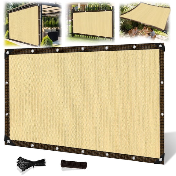 Sinkoo 95% Sun Shade Cloth, 10x20Ft, Outdoors Sunshade Shade Fabric Privacy Screen with Grommets for Outdoor Patio Garden Camping Fishing, Beige