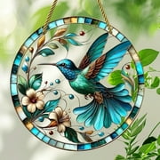 Sinkoo 8" X 8" Hummingbird Suncatcher for Window Hanging , Acrylic Windows Sun Catcher for Home Garden Ornaments, Gift for Christmas Family Friends Bird Lovers