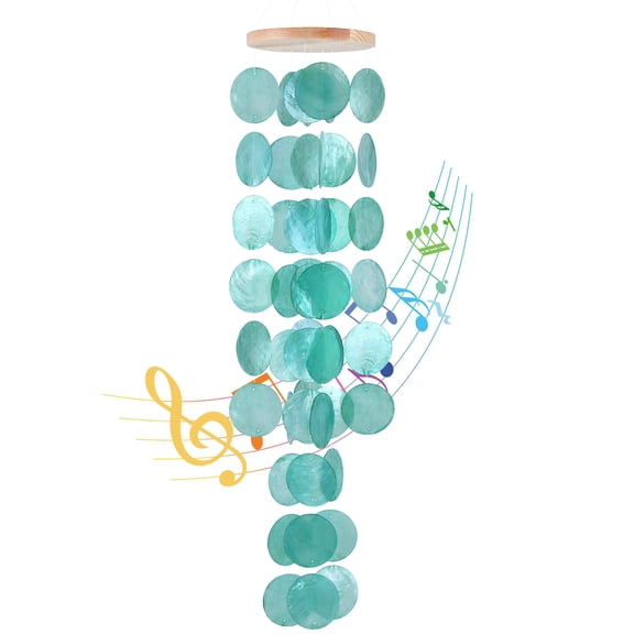 Sinkoo Capiz Shell Wind Chimes, 28inch Sea Shell Wind Chimes, Coastal Style Decoration,Suitable for Indoor/Outdoor,Garden Hanging Decoration, Best Gift or Wind Chimes Lovers and More(Turquoise)