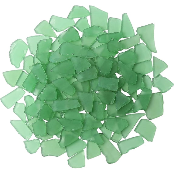 Sinkoo Sea Glass for Crafts, 16 oz Green Decorative Frosted Seaglass Pieces, Vase Filler, DIY Art Craft Supplies, Beach Wedding, Home Decor, Aquarium Decor
