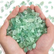 Sinkoo Natural Green Flourite Crystals Bulk 0.66 Lb/300g Small Tumbled Chips Crystal Stone Decorative Pebbles for Home Decoration & Fish Turtle Tank, Vase Filler, Plants Decor