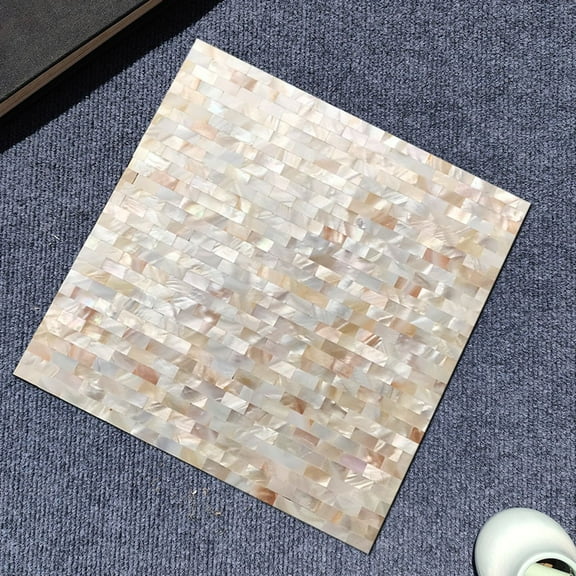 Sinkoo Natural Mother of Pearl Wall Tiles, Light Brown 12"x12", Mosaic Shell Backsplash Sticker for Kitchen, Bedroom and Bathroom