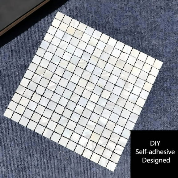 Sinkoo Natural Mother of Pearl Wall Tiles, Peel and Stick White 12"x12", Mosaic Shell Backsplash Sticker for Kitchen, Bedroom and Bathroom