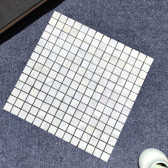 Sinkoo Natural Mother of Pearl Wall Tiles, White 12"x12", Mosaic Shell Backsplash Sticker for Kitchen, Bedroom and Bathroom