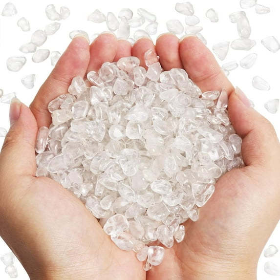 Sinkoo Polished Gem Stones Rocks Crystals 0.66 Lb/300g Natural Tumbled Stones Clear Quartz Crystal Chips Bulk for Healing Crystals & Fish Tank Rocks Gravel, Vase Filler, Plants Decor