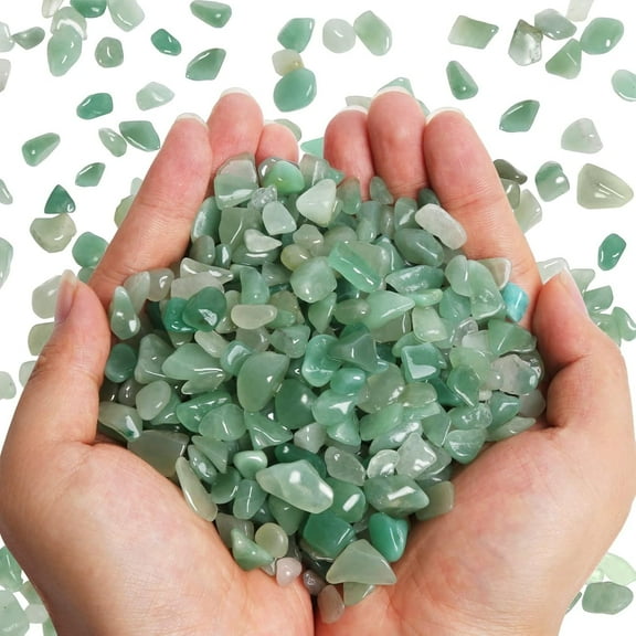 Sinkoo Polished Gem Stones Rocks Crystals 0.66 Lb/300g Natural Tumbled Stones Green Aventurine Crystal Chips Bulk for Healing Crystals, Fish Tank Rocks Gravel, Vase Filler, Plants Decor, Diy Crafts