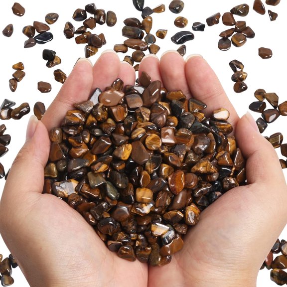 Sinkoo Polished Gem Stones Rocks Crystals 0.66 Lb/300g Natural Tumbled Stones Tiger's Eye Crystal Chips Bulk for Healing Crystals & Fish Tank Rocks Gravel, Vase Filler, Plants Decor, Diy Crafts