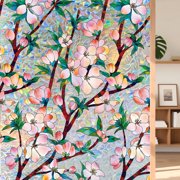 Sinkoo Rainbow Window Privacy Film Decorative, Colored Flowers 3D Decals Stained Glass Clings, Static Cling Sticker, Suncatcher Windows Cover Tint for Home, 20 x 78.7 inch