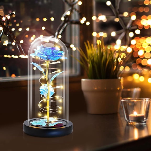 Sinkoo Rose Gifts for Women,Birthday Gifts for Women Mom Christmas,Flowers for Delivery Prime, Light Up Rose in A Glass Dome,Anniversary Rose Gift for Her Grandma Valentines Day (Blue)